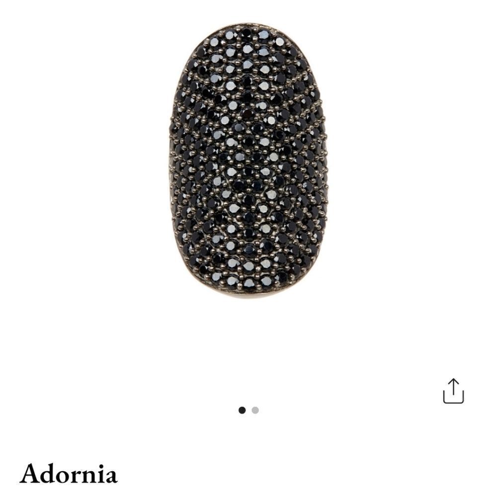 Adornia Fine Jewelry Rhodium over Silver 0.60 ct. tw. Black Spinel Shield Ring